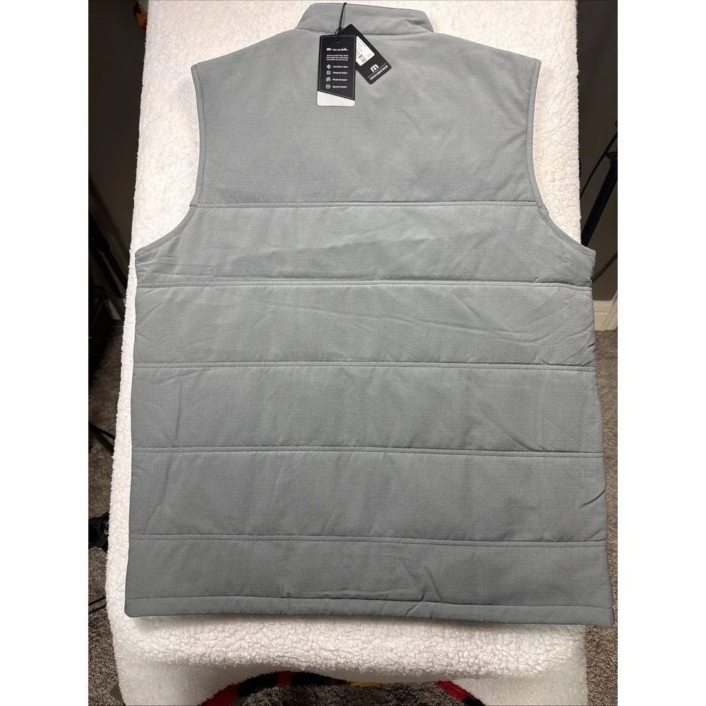 Travis Mathew Cold Bay Vest Quilted Men XL Shade Gray NWT Farmers Insurance Logo
